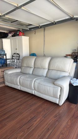 Light Gray Leather Reclining Sofa