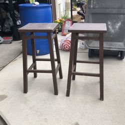 Two Wood Barstools