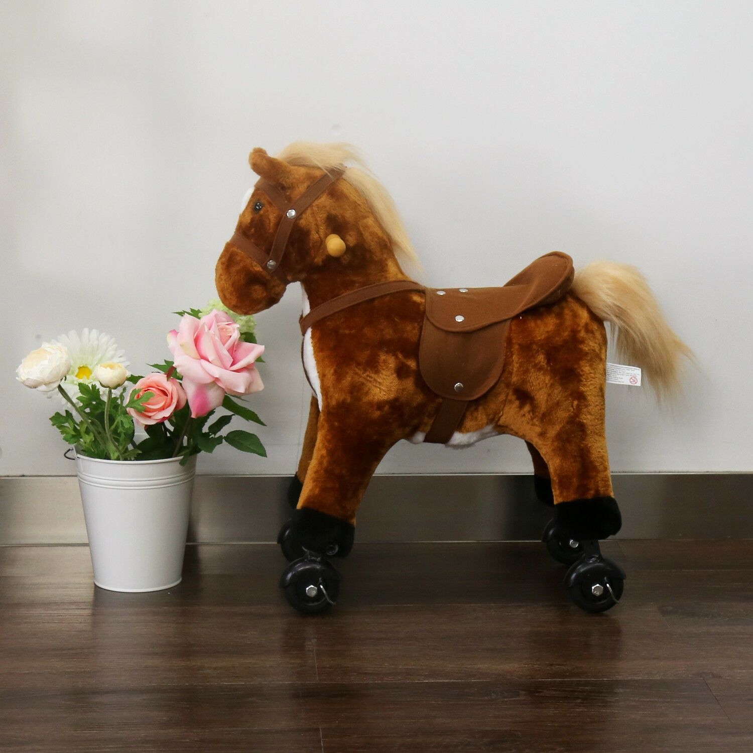 Kids Walking Pony Rocking Horse Ride On Toy Plush Baby Toddler Rocker w/ Sound