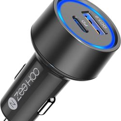 Car Charger, ZeeHoo USB C Car Charger Adapter QC 3.0&PD Dual Port 45W Fast Charging for Apple iPhone 14 13 12 11 Pro Max Mini, Samsung Galaxy S23 Ultr