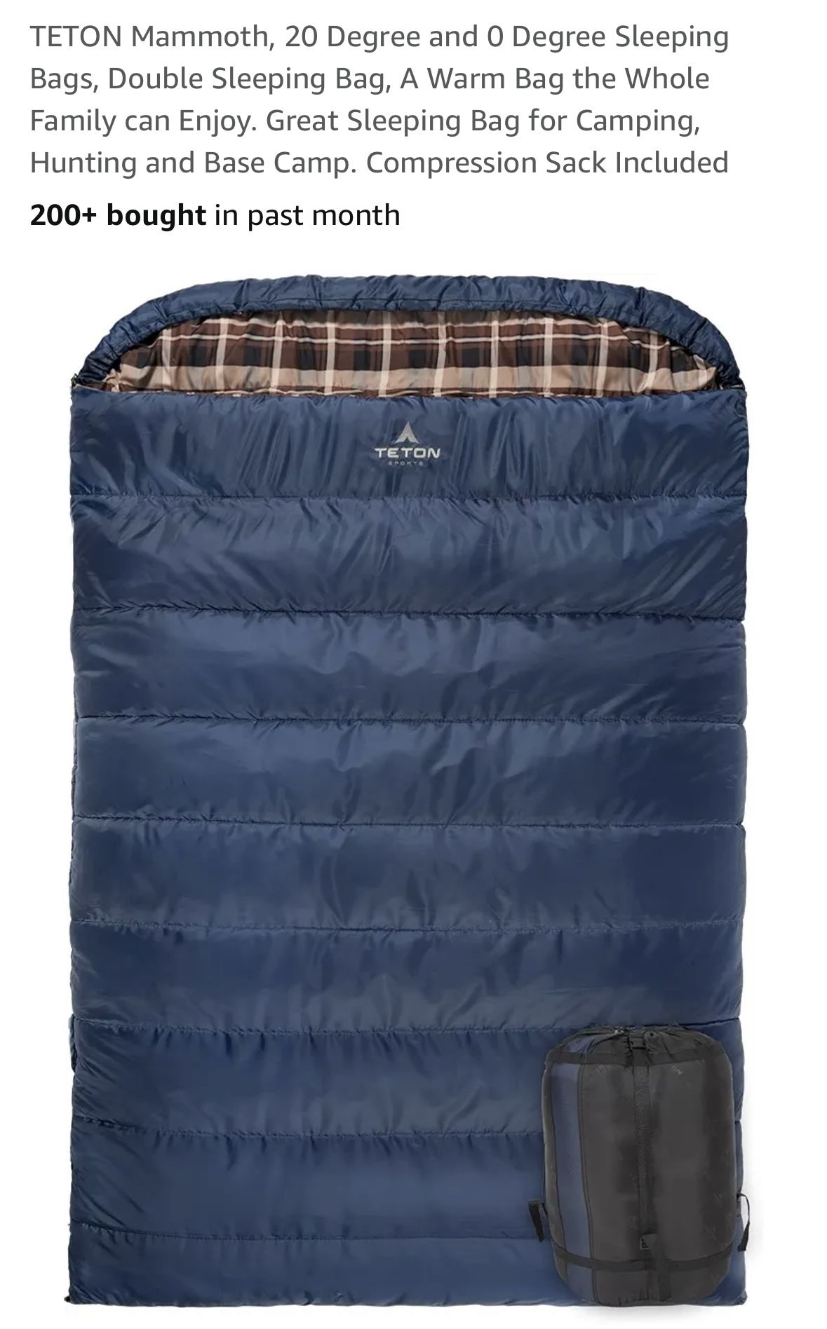 Sleeping Bag For Two Adult Adults, 20 F Rating