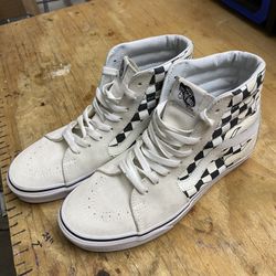 Vans Sk8hi Cream Checkers/flames W:9.5 M:8