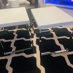 2 Side Tables. White & Chrome Legs Like New