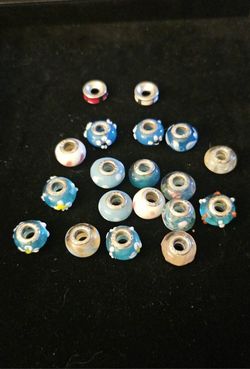 S.S. & Glass Charm Lot For Snake Bracelet