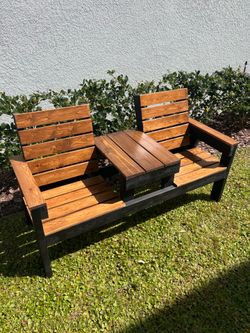 Custom Handmade 2-Seater Bench with Center Console