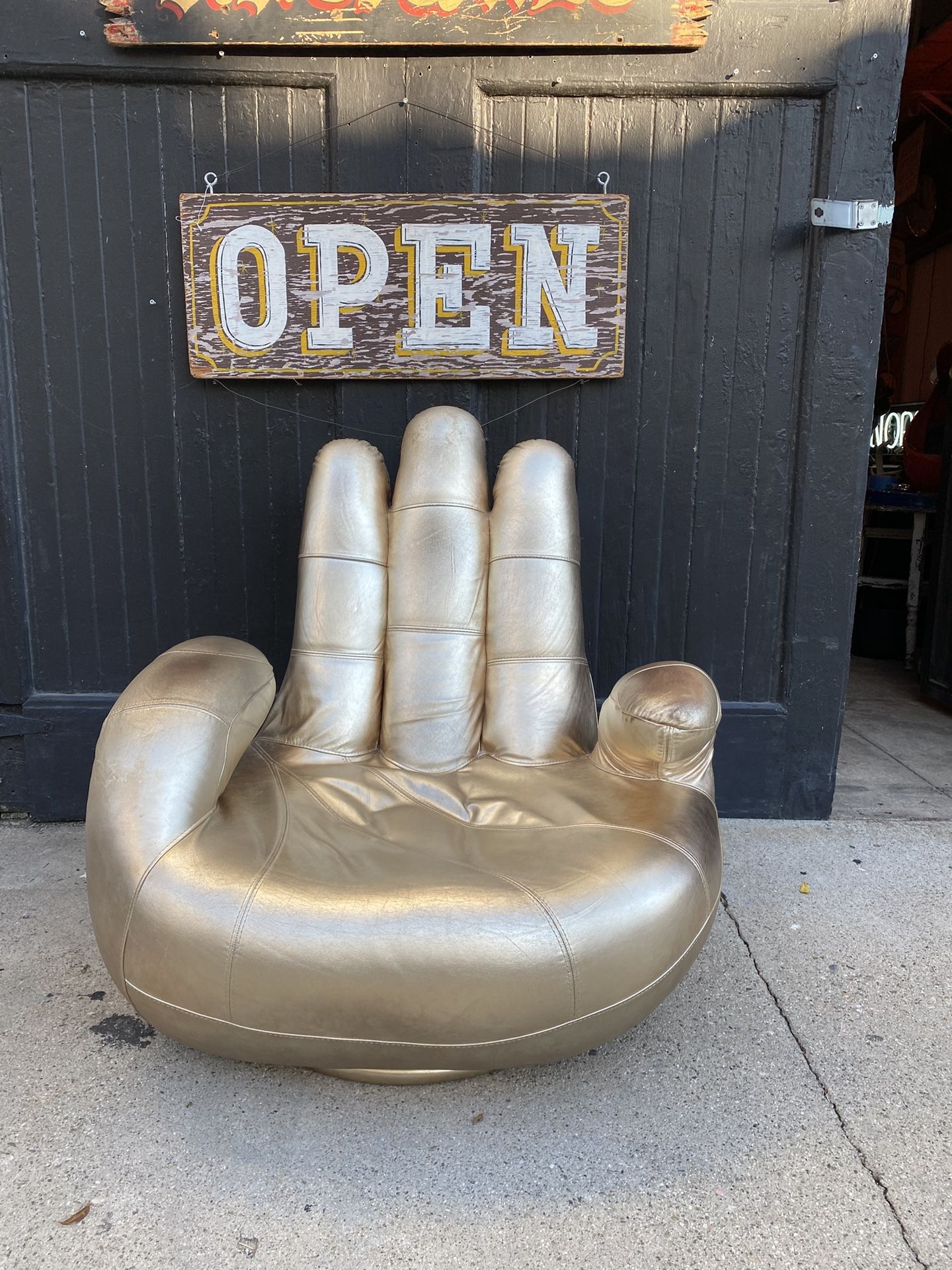 High End Gold Leather Hand Chair
