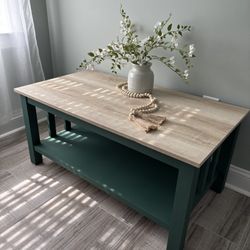 Coffee Table Living Room Coastal Decor Green