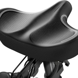 Oversized Bike Seat, Extra Wide Comfort Pure Memory Foam Bicycle Seat Cushion, Compatible Saddle Replacement with Electric Bike, Exercise, Cruiser, Ro