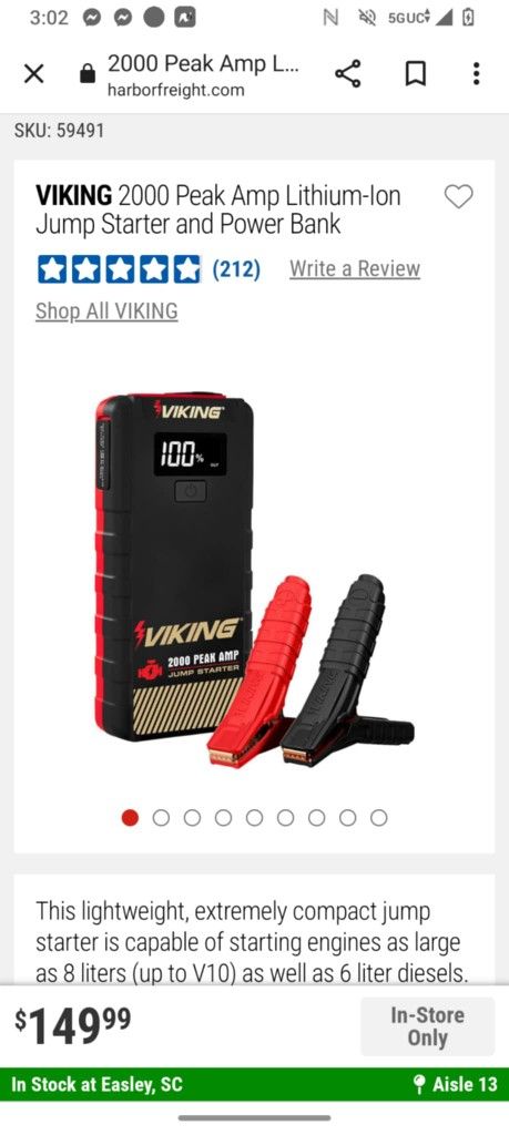 Viking 2000 Peak Amp Jump Starter And Power Bank