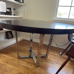 4.5 Dark Wood And Chrome Dining Table