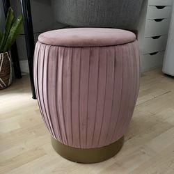 Blush Pink Storage Ottoman Vanity Stool