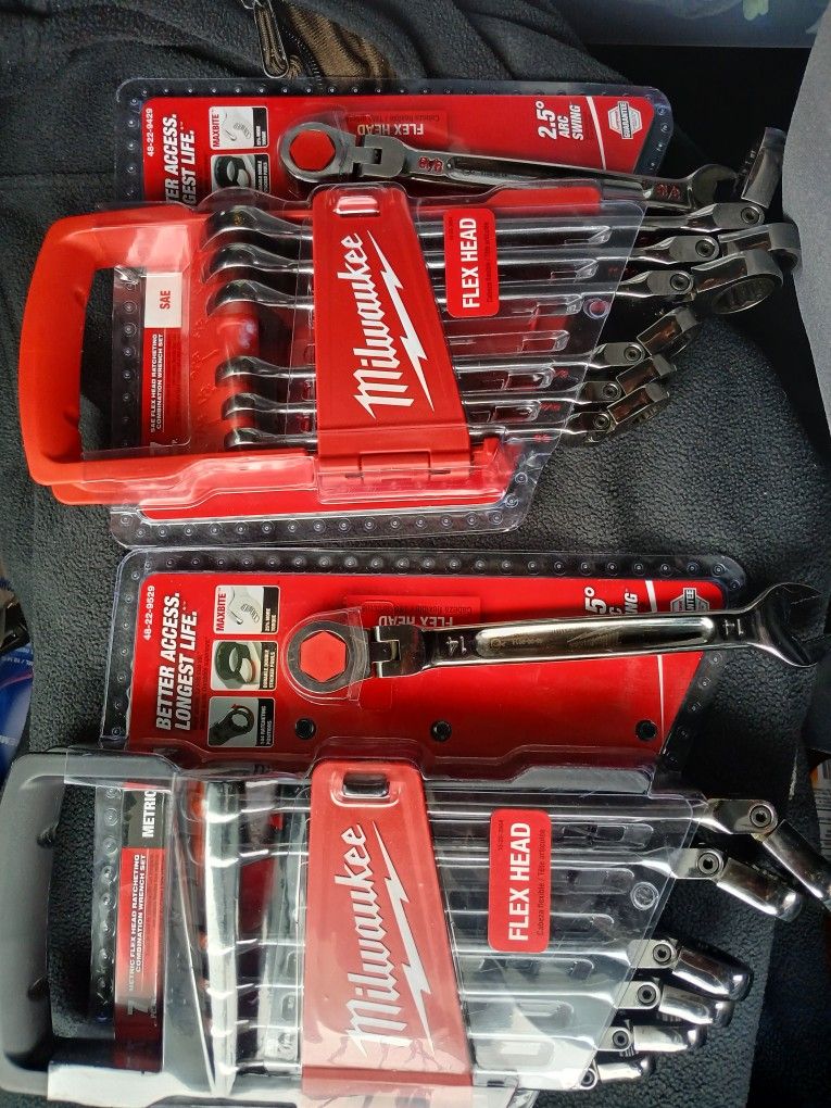 Milwaukee Flex head Combination wrench sets , Metric and SAE * New in Package *