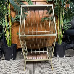 Side Table Gold & Glass Accent End Table 3 Tier Shelves