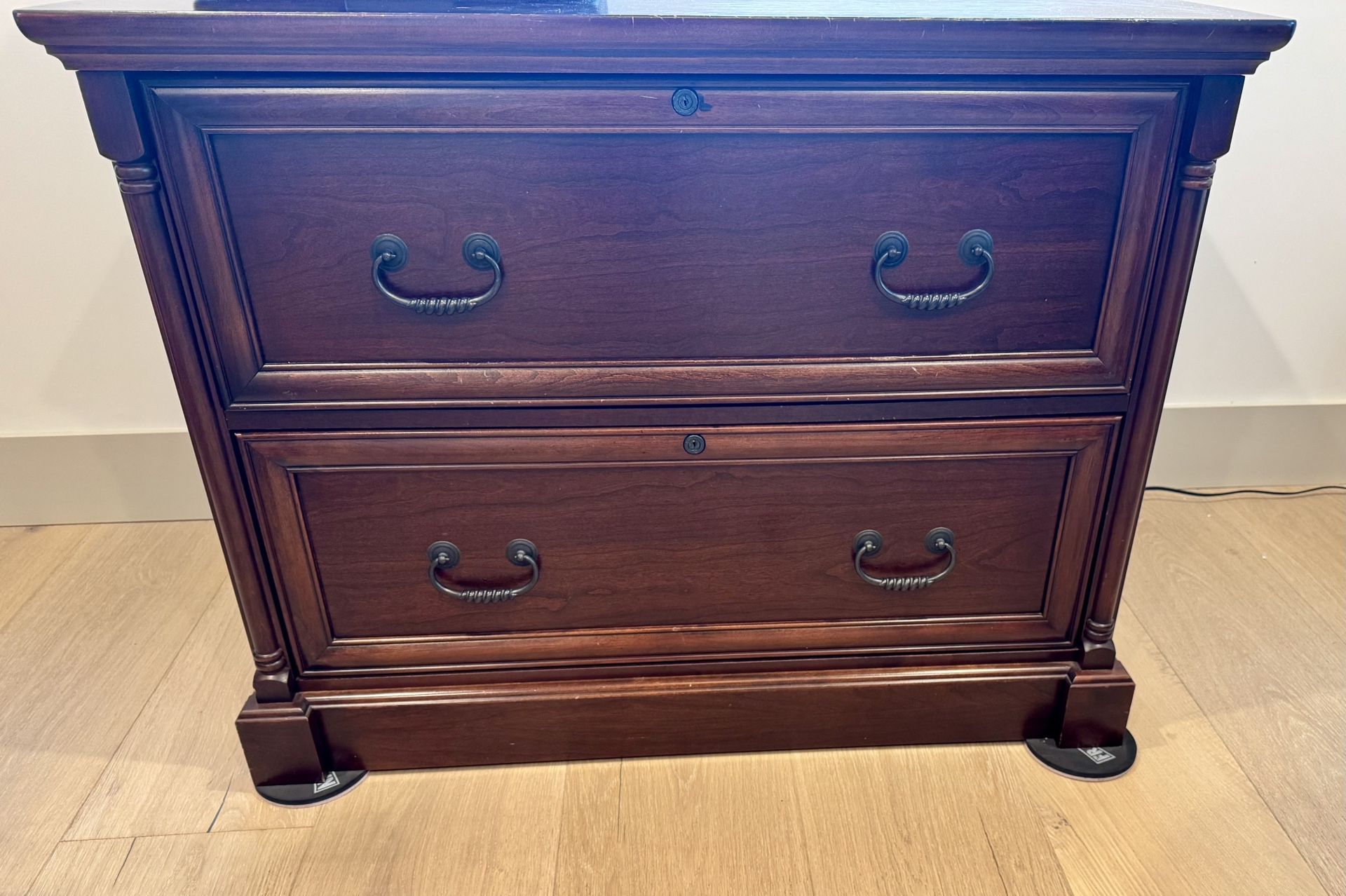 Cherry Wood Solid 2 Drawer Lateral File Cabinet