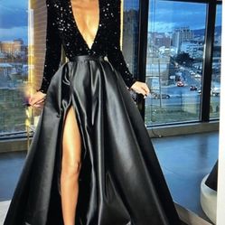   Black Satin Gown