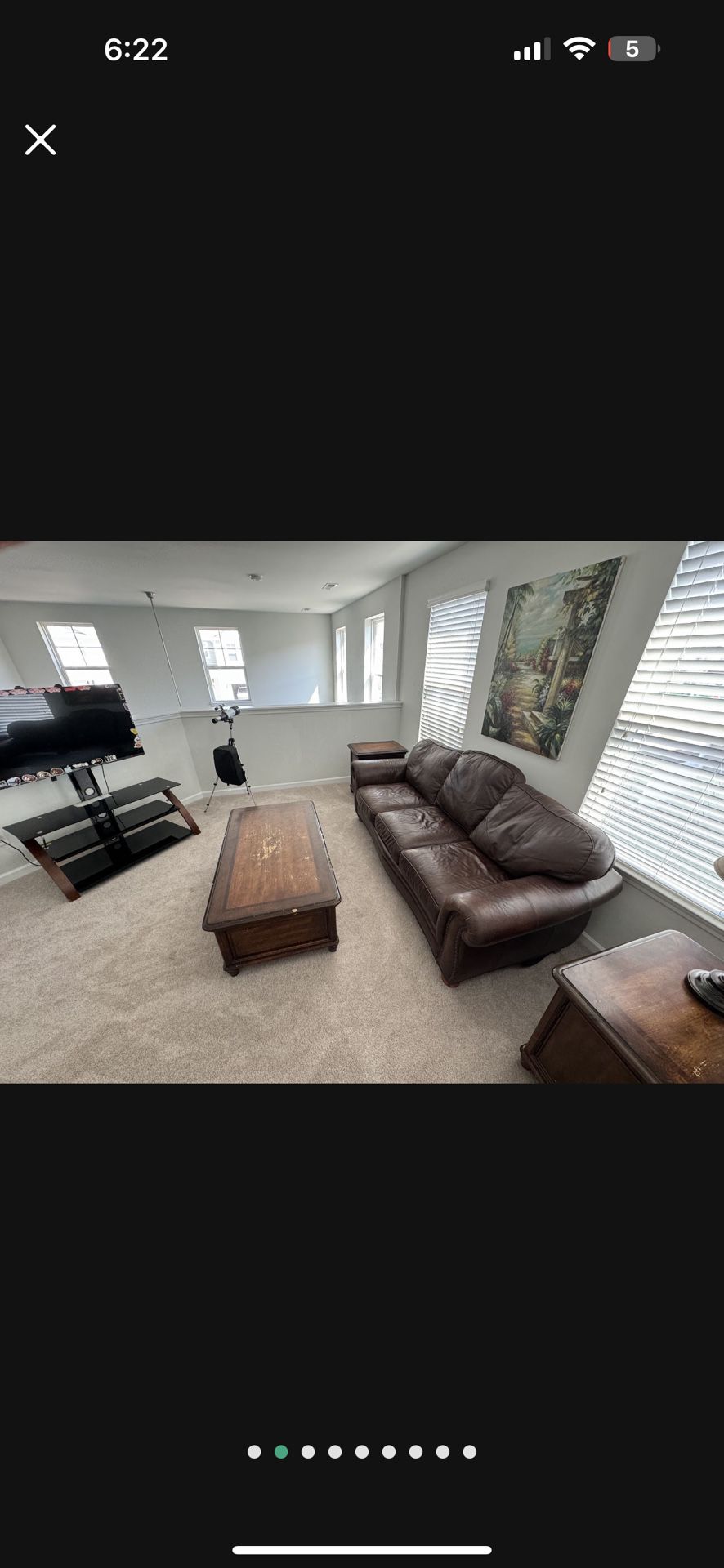 Whole Wooden Living Room And Leather Couch 