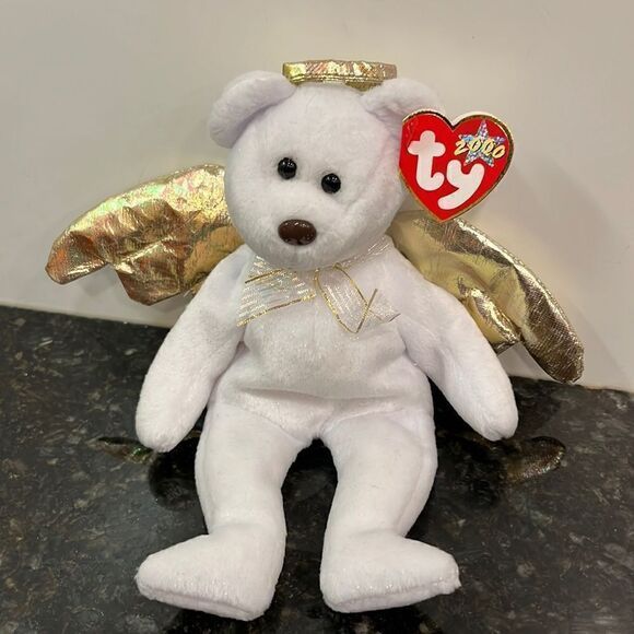 TY Beanie Baby 2000 Halo II 2 Bear- RARE BROWN NOSE AND with ear tag
