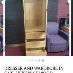 DRESSER AND WARDROBE IN ONE , VERY NICE WOOD QUALITY AND CLEAN (HOME2)