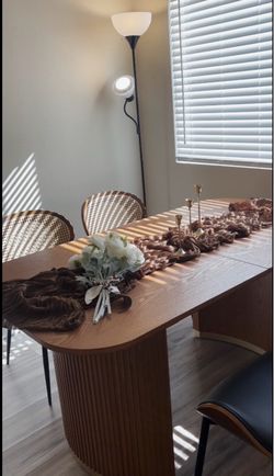 Modern Oval Wooden Dining Table Set ( / Includes 4 Chairs)