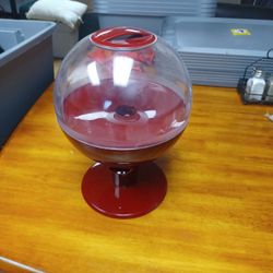 Used Red Plastic Manual Candy, Nut Dispenser