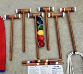 NEW Croquet Set W/ Mallets, Balls & Wickets by Franklin Sports, 6 Player Croquet Set !