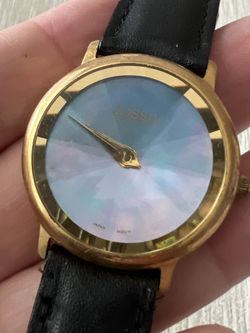 Rare Women Fossil Authentic Vintage Watch Blue Breaded Band Pyramid Crystal Gold Women Fossil Authentic Vintage Watch Blue Breaded Band  main image 4