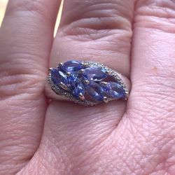 Natural Tanzanite Ring 925 Sz 7