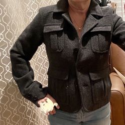 Grey Wool Cropped Jacket. Small 