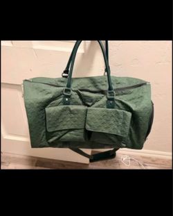 Green Quilted Duffle Weekender Bag