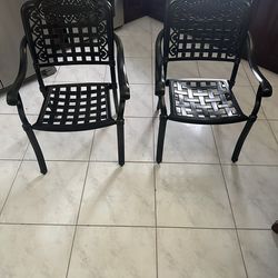 NEW Magic Union Set of 2 Cast Aluminum Patio Dining Chairs, All-Weather Stackable Outdoor