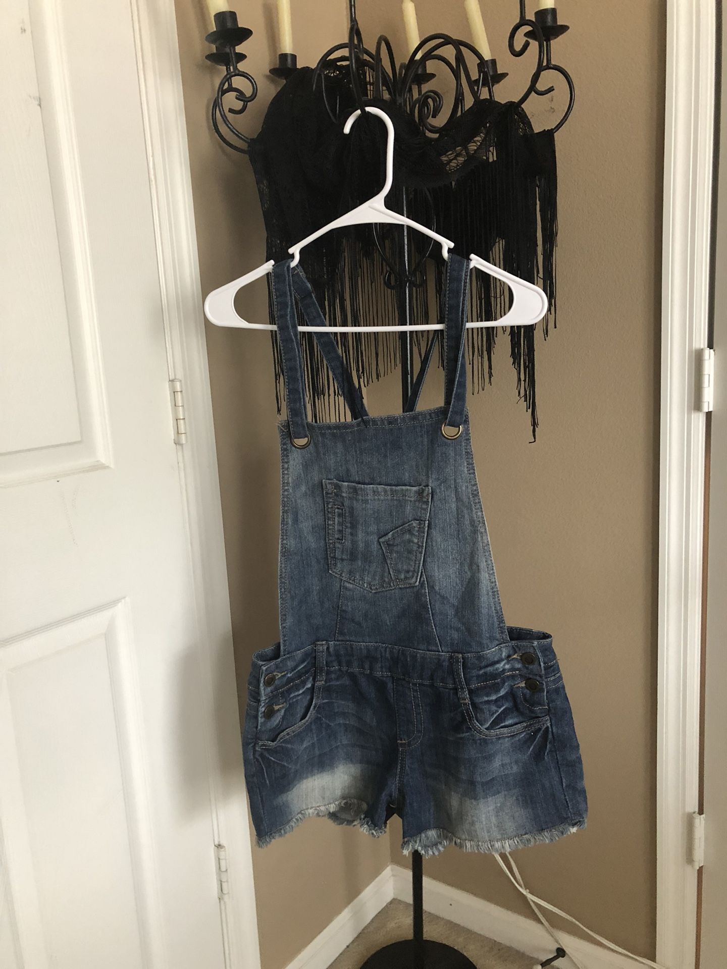 Halloween Costume Idea”Scarecrow” Denim Short Overalls