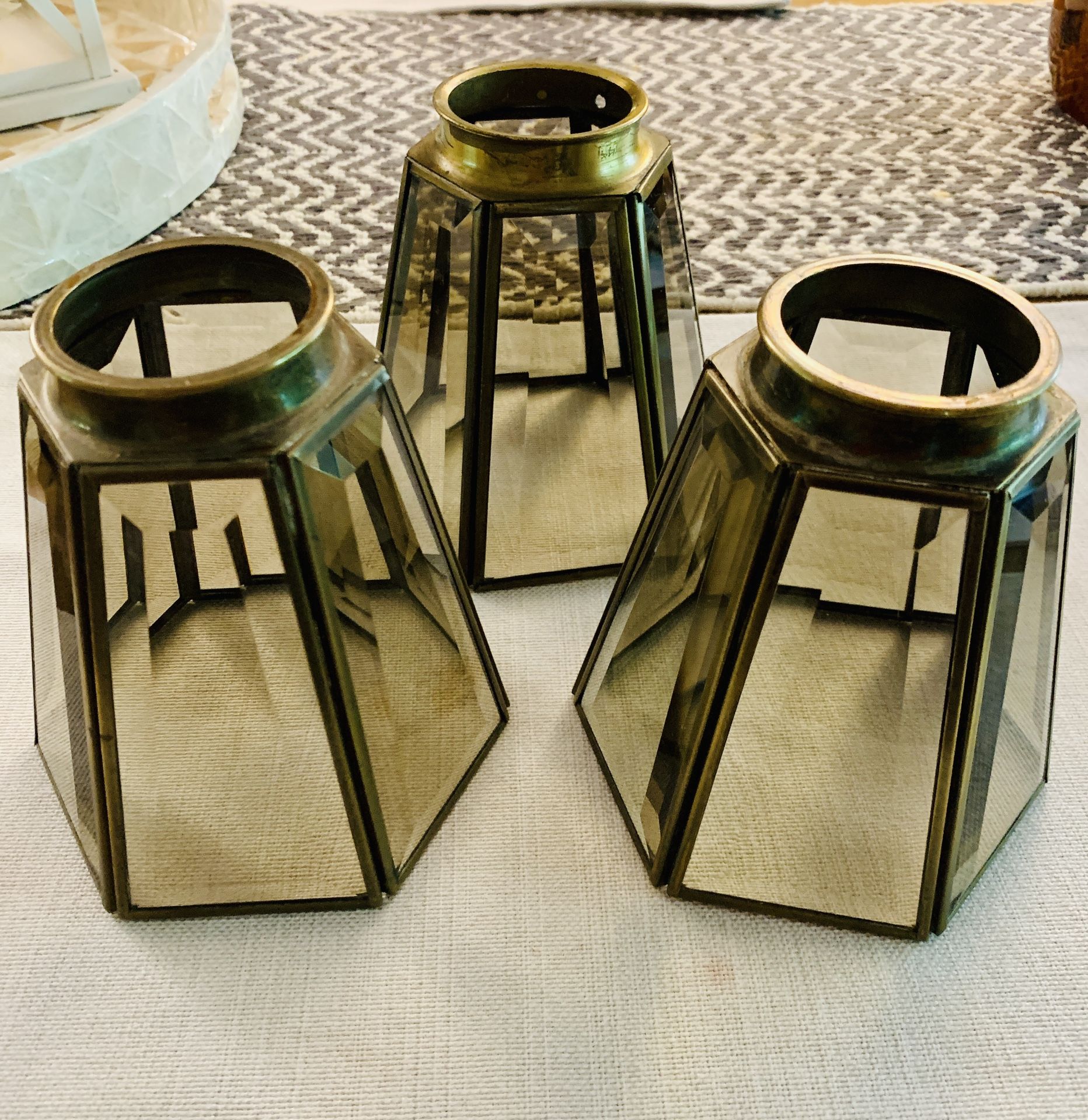 Vintage Brass Lamp Shades-3