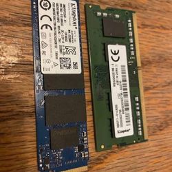 Kingston 256Gb Memory NVME Harddrive Chip & 8 Gb Ram Space