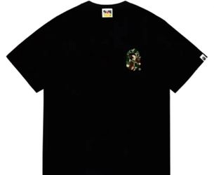 Bape x Stüssy black T with camo ape graphic