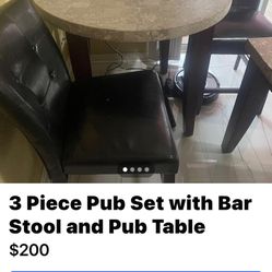 3 Piece Set Whit 2 Bar Stools Chairs And Table 