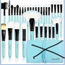 Makeup Brushes Set, 32pcs Blue Premium Cosmetic Make Up Brushes Foundation Blending Blush Concealer Shader Eyeshadow Eyeliner 