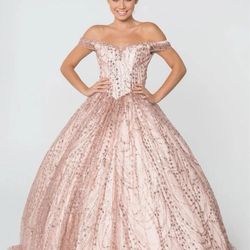 Sweetheart Neck Cut-Away Shoulder Glitter Mesh Long Ball Dress GLGL2831