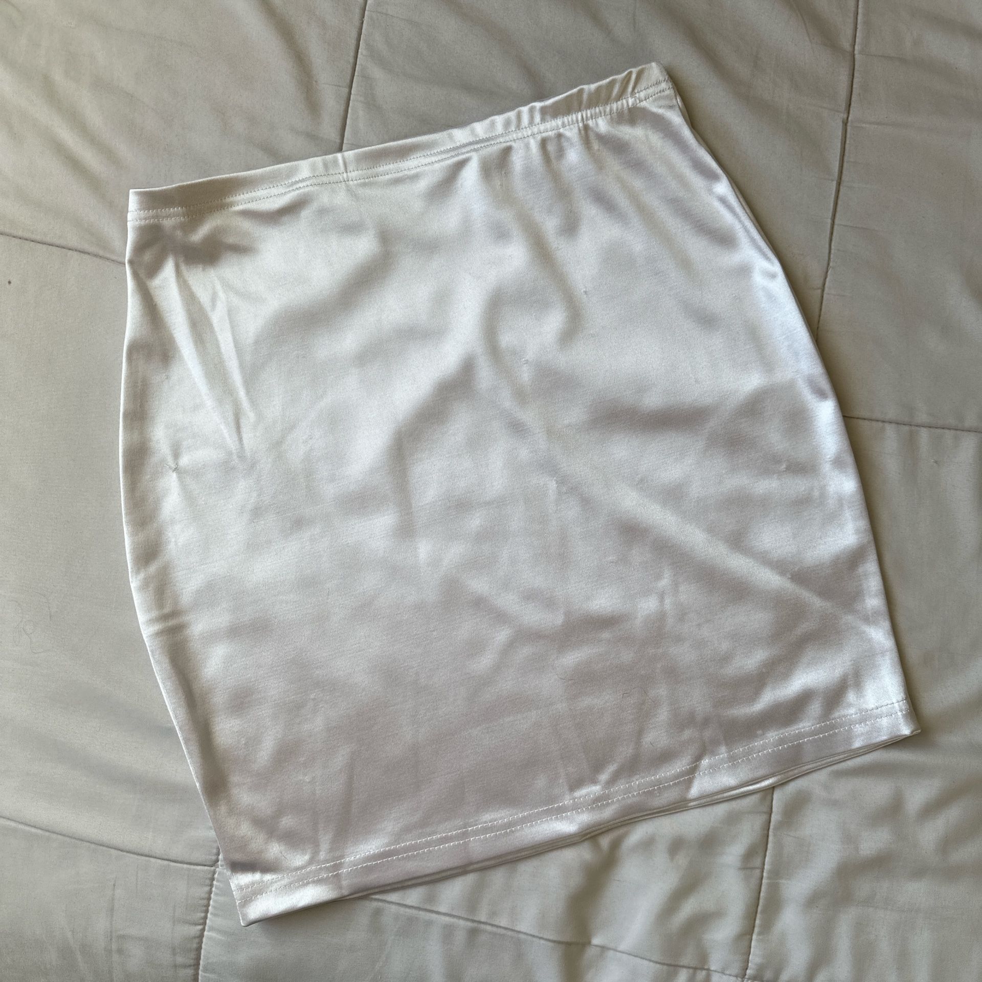 White Satin Mini Skirt