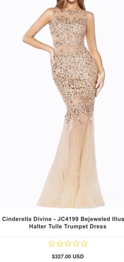 Sheer nude embellished gown