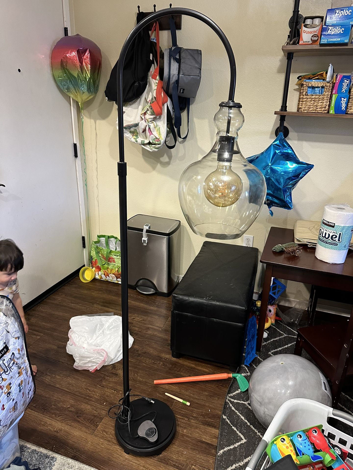 POTTERY BARN Flynn Recycled Glass Decorative Floor Lamp