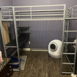 Full Size Bunk Bed with desk underneath 