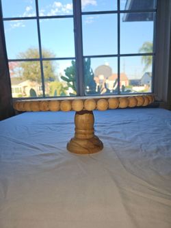 Wooden Beaded Cake Stand