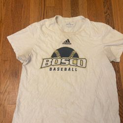 St John Bosco Braves High School Adidas Short Sleeve Baseball Top T-Shirt Fair Used Condition Size L