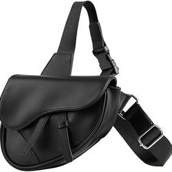 Sling Bag Fashion Saddle Bag Leather Crossbody Backpack Daypack for Men & Women