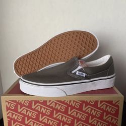 NEW IN BOX Vans Classic Slip On Canvas Charcoal Shoes Mens 4.5y 6w