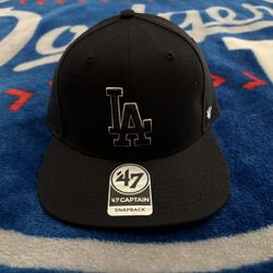 '47 Brand Los Angeles Dodgers Captain Snapback Hat - All Black - NEW