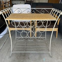 PIER 1 NATURAL-SILVER IRON-WICKER WINE RACK