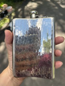 Vintage Flask, Hammered Metal, Last-Well
