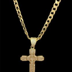 Gold plated taurish free non fading cross necklace