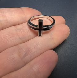 Black Sterling Silver - Cross Ring